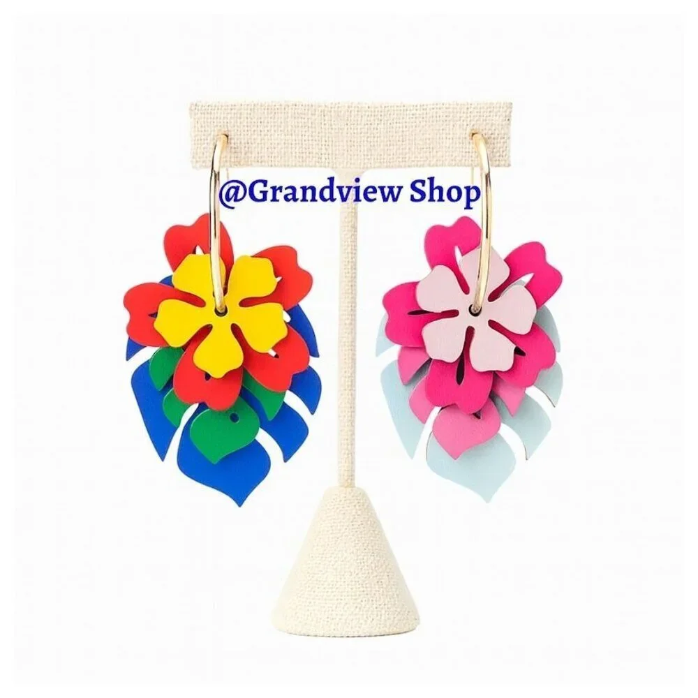Stella & Dot Color Pop Convertible Floral and Tropical Earrings Rare NWT
